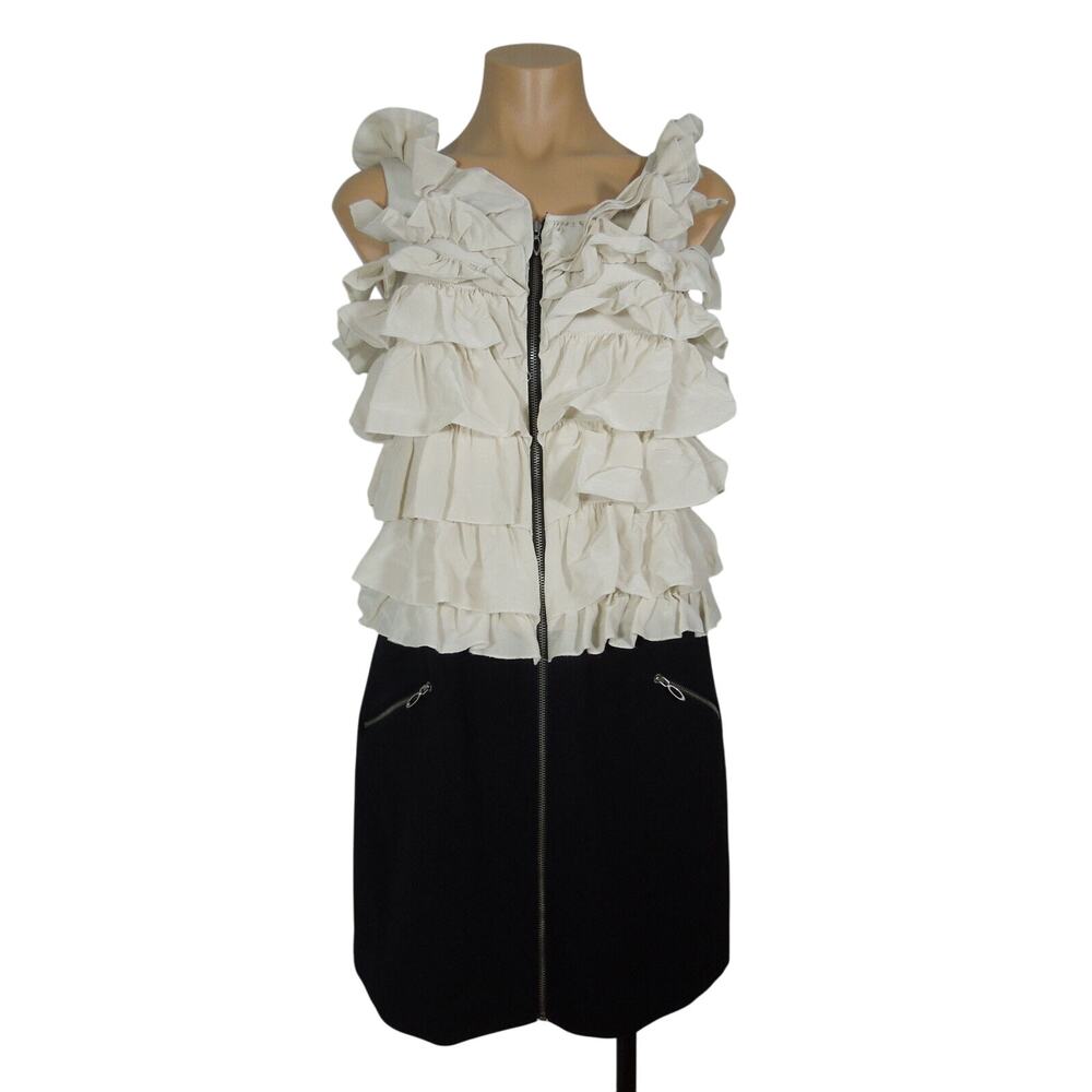 LAUNDRY SHELLI SEGAL Cocktail Dress size 2 Womens Silk Ruffle Zipped Front